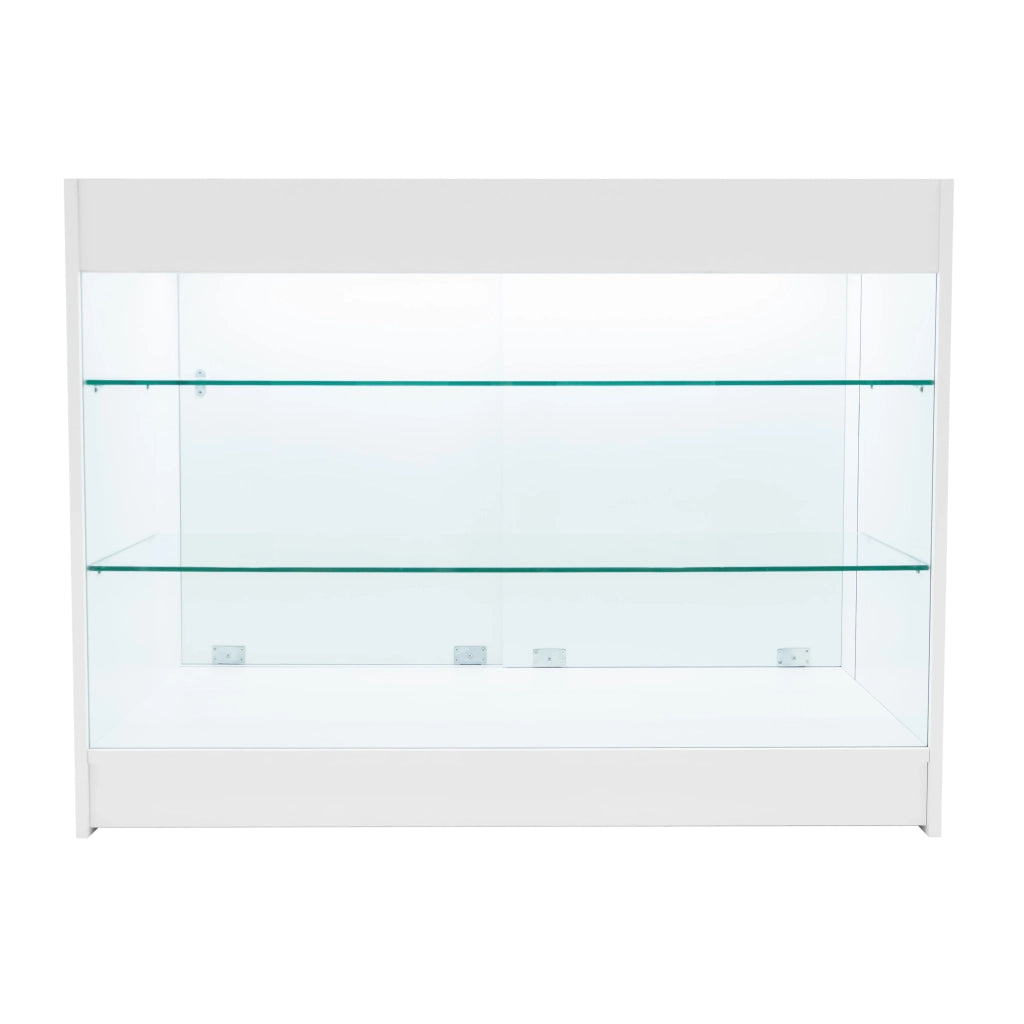 Bancone LED Bianco K1200 con 3 Ripiani, Vetrina e Ante Bloccabili – 2 Chiavi