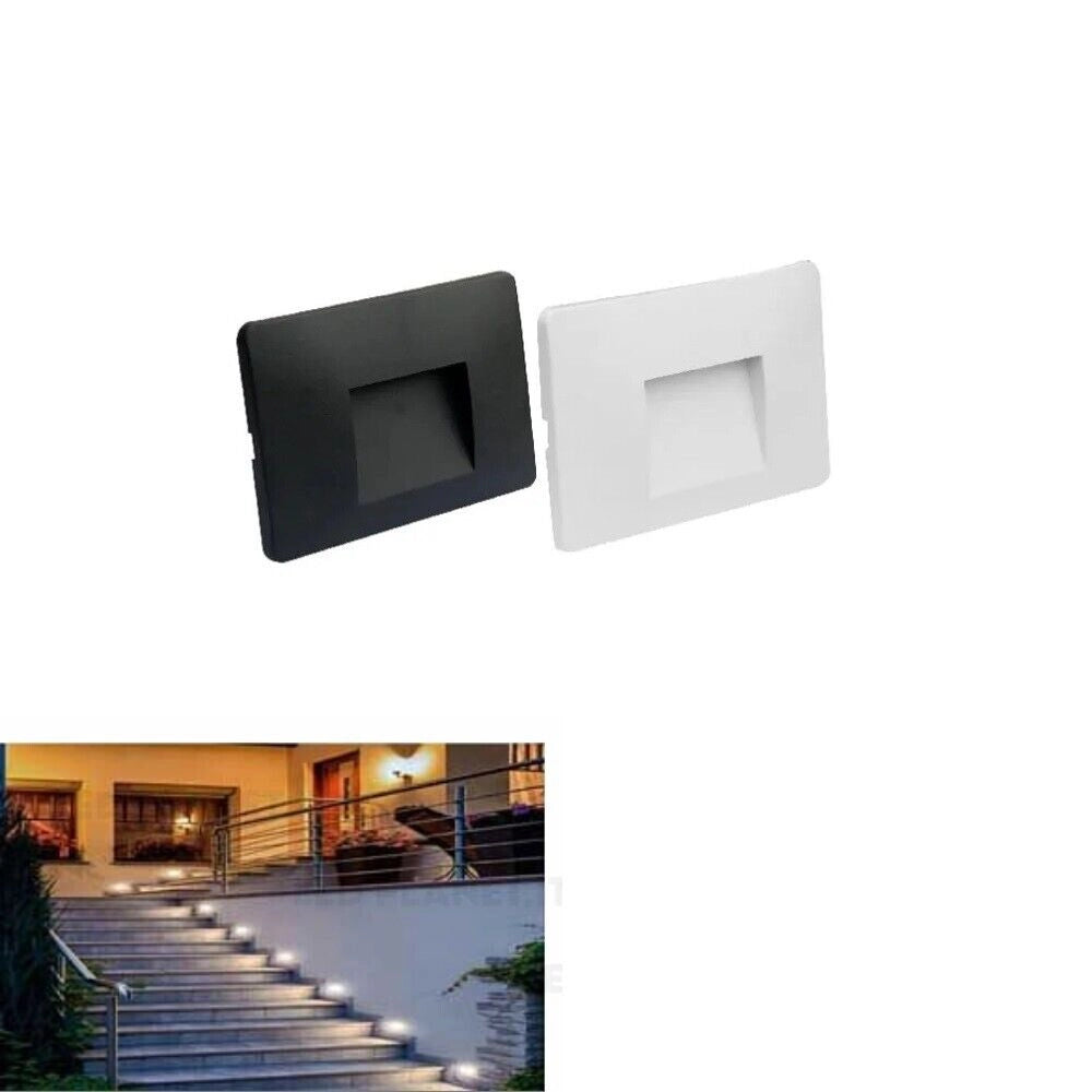 Faretto led 4W esterno IP44 segnapassi per cassetta 503 CCT switch per cambiare 3 tonalita luce bianca calda naturale fredda Nero