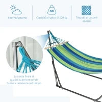 Supporto con Amaca Autoportante Pieghevole in Cotone e Acciaio, 270x100x94cm