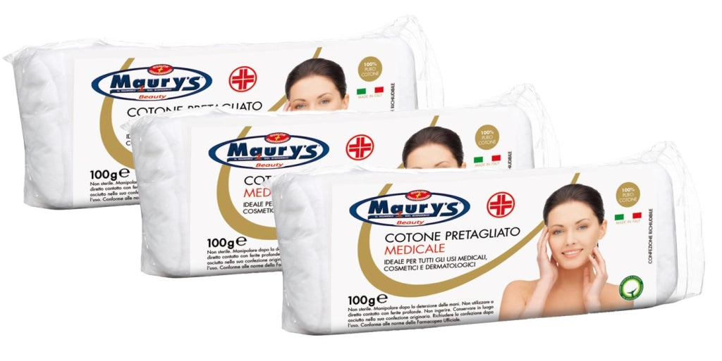 KIT SET 3 PZ MAURY'S COTONE IDROFILO PRETAGLIATO MEDICALE E LEVATRUCCO 100GR