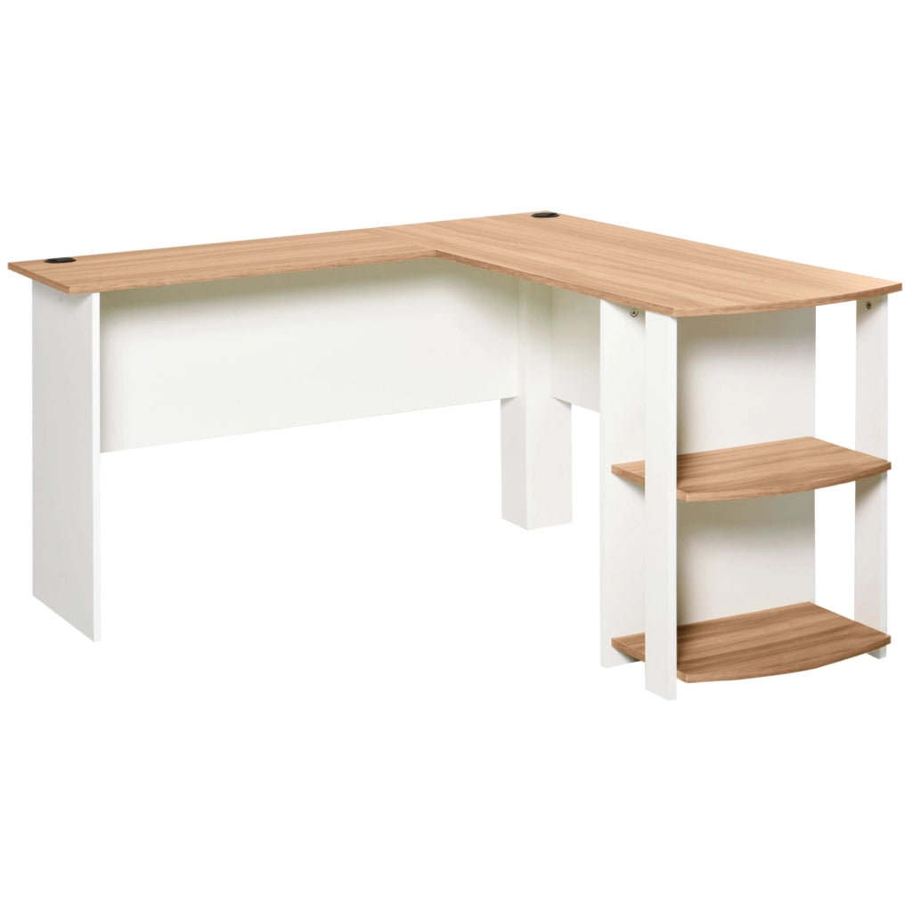 Scrivania Angolare per PC con Ripiani ¨C zephmum ¨C Legno 136x130x72cm