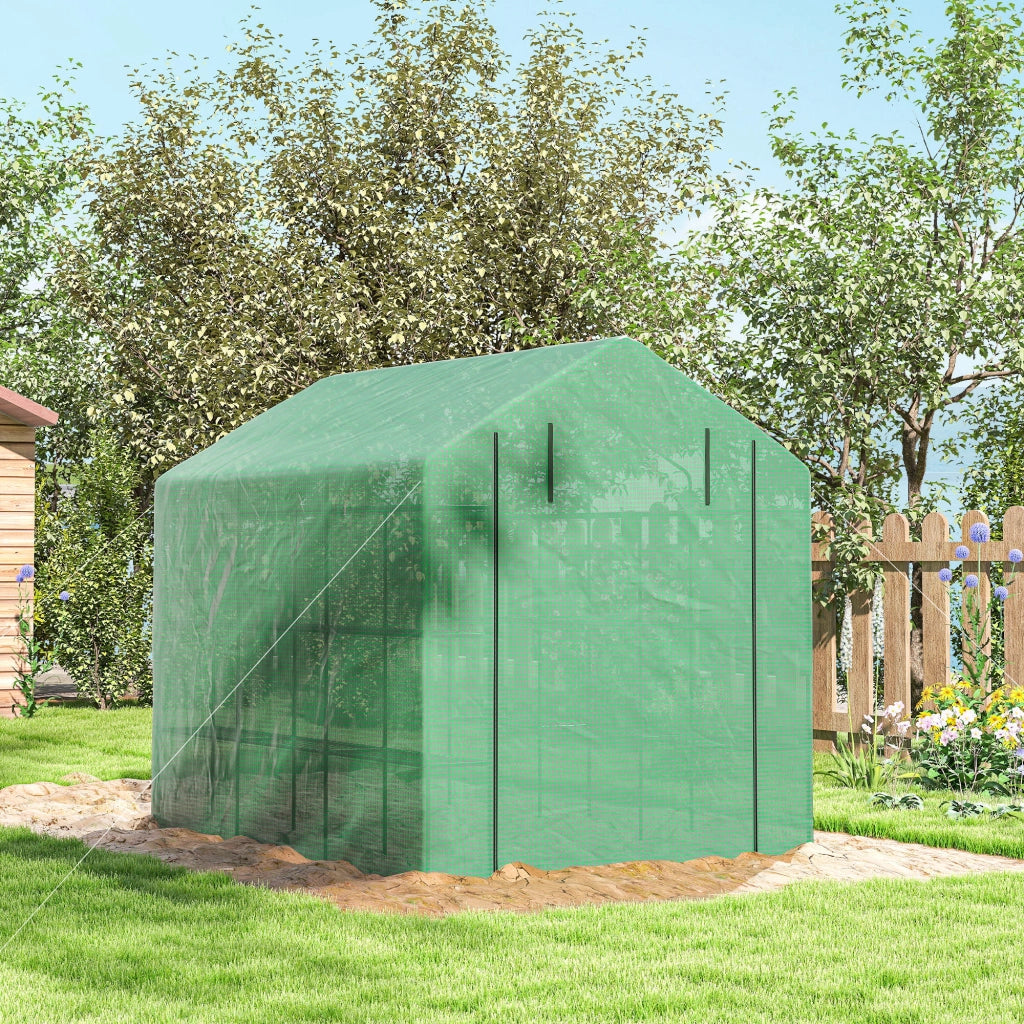 Serra da giardino con 8 ripiani ¨C zephmum ¨C verde acciaio 244x180x210 cm