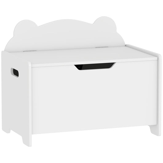 Baule Portagiochi a Forma di Orso e Capacità 20 kg 60x38x48 cm in Legno Bianco
