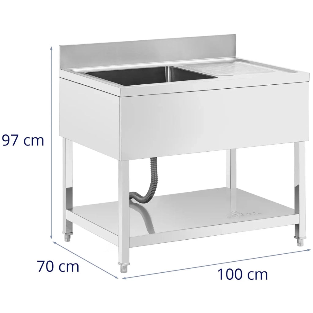 Lavello professionale in acciaio inox 1 vasca 100 x 70 x 97 cm acciaio inox argento 14_0009560