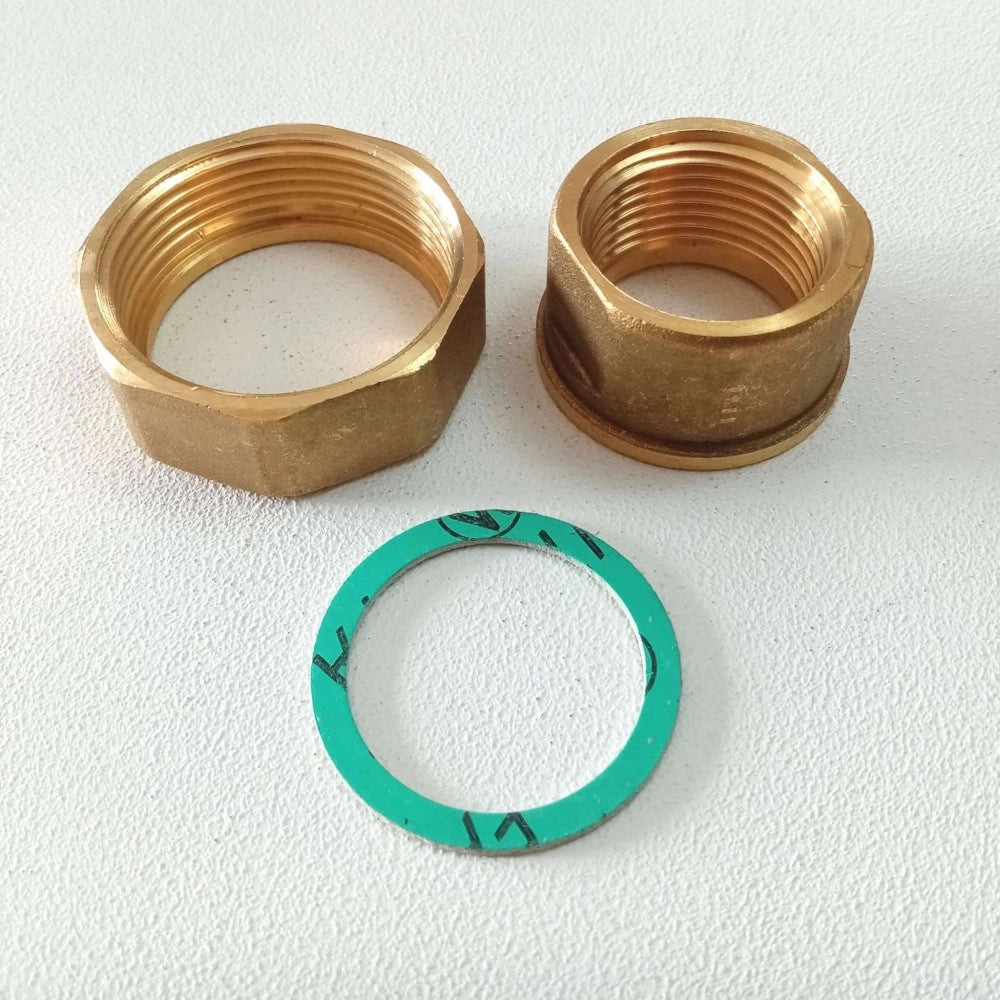 Bocchettone in ottone f 2 x f 11/4 per circolatore - 1 coppia
