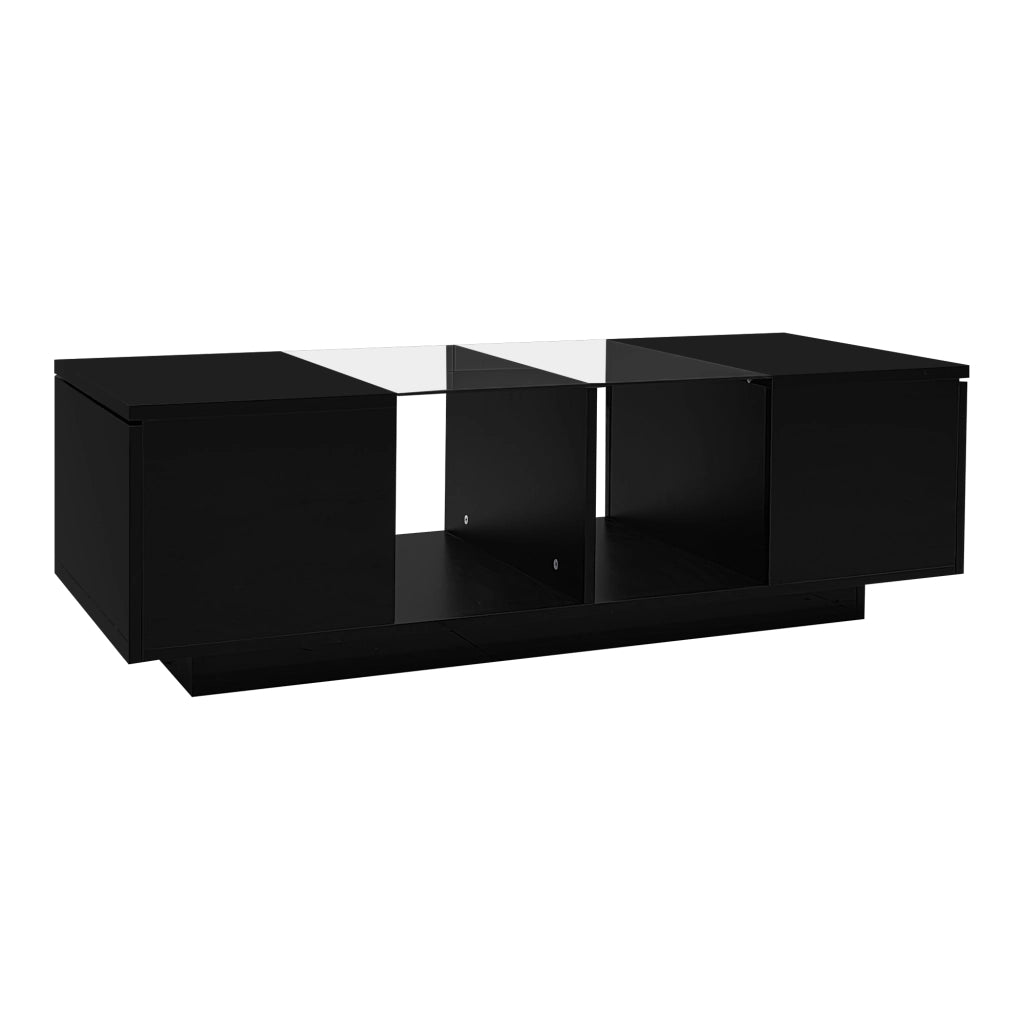 TAVOLINO DA SALOTTO LED 120 x 50 x 38,5 cm Nero Vetro