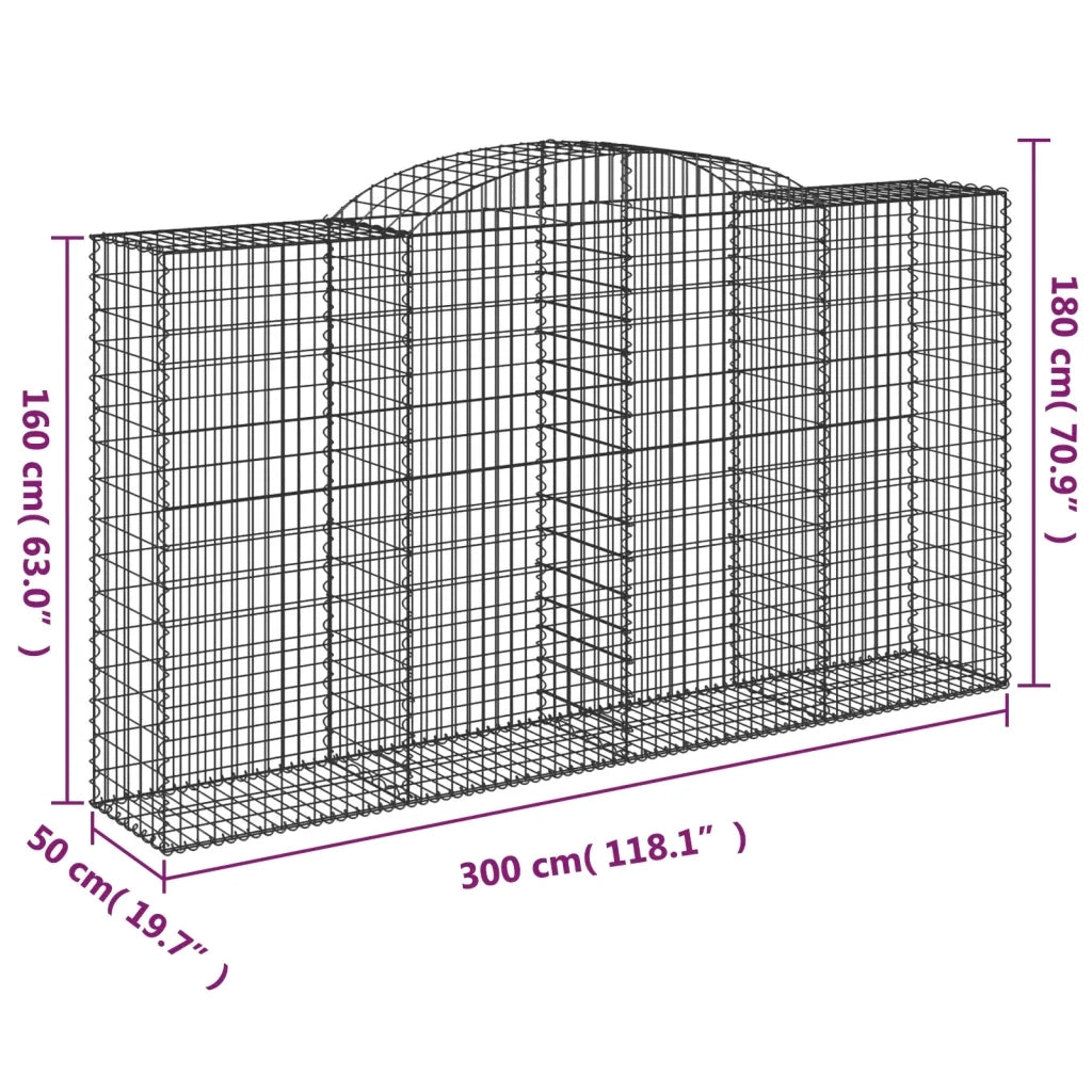 Cesti Gabbioni ad Arco 5 pz 300x50x160/180 cm Ferro Zincato