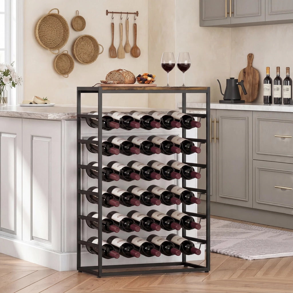 Portabottiglie 30 Bottiglie 6 Ripiani ¨C Xylo ¨C Effetto Legno Marrone Rustico 59x30x88,5cm