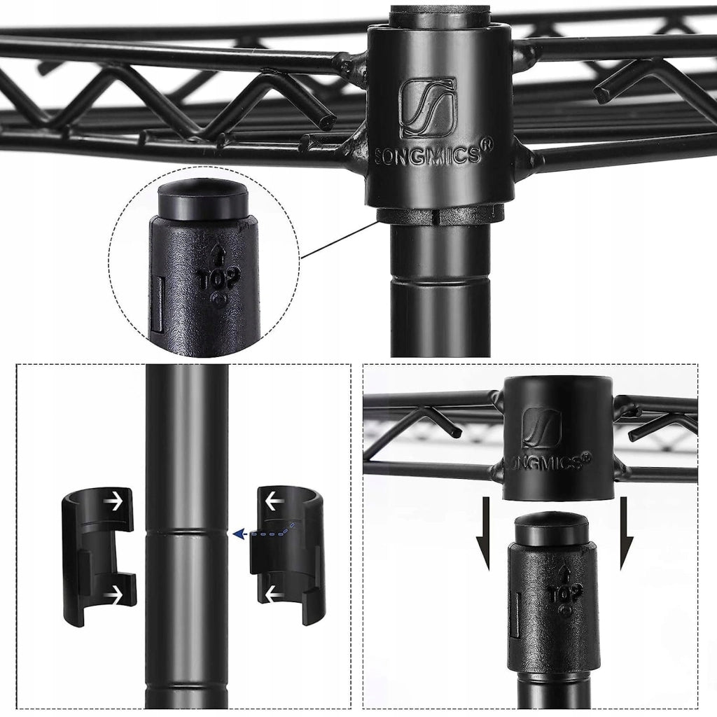 Mensola da bagno VALORA, acciaio nero con 5 ripiani - LGR23BK