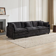 Divano 3 Posti in Tessuto Chenille ¨C MINIMAL ¨C Nero, Cuscini Imbottiti