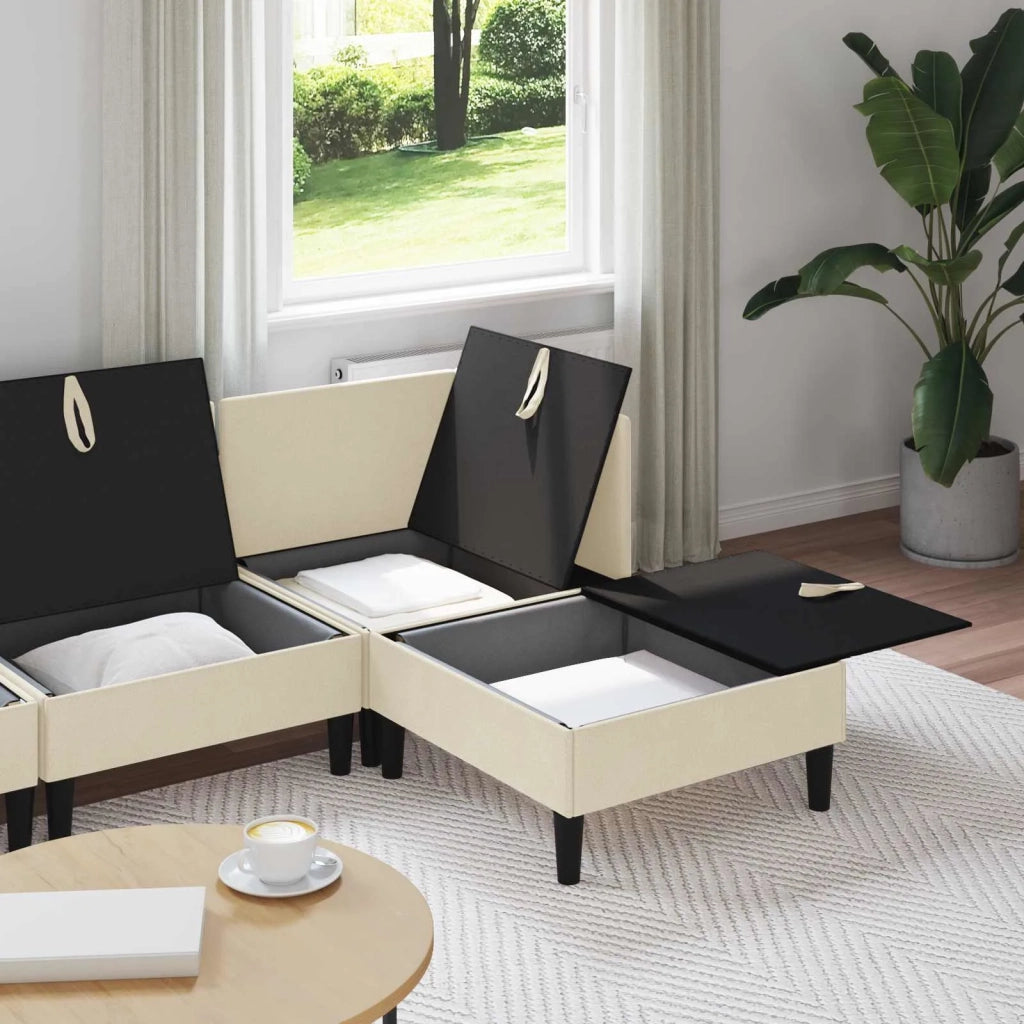 Set di mobili per il soggiorno 4 pcs Crema Tessuto 3413780