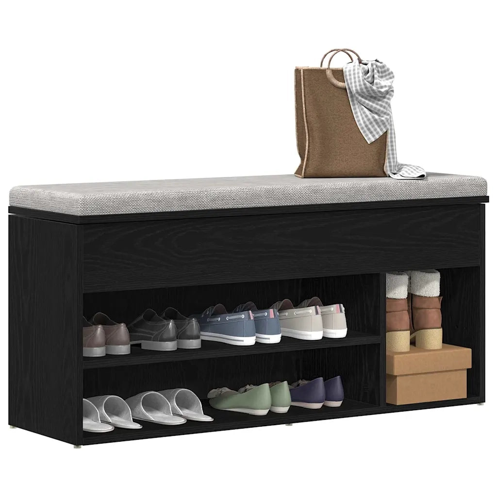 Scarpiera | Mobile per scarpe Rovere Nero 102x30,5x45 cm in Legno Multistrato
