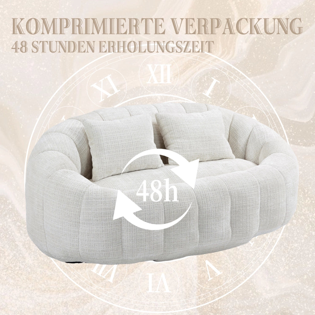 OKWISH Poltrona Pouf con Schienale Alto e Braccioli, Seduta da Pavimento in Schiuma Memory, Ciniglia Beige
