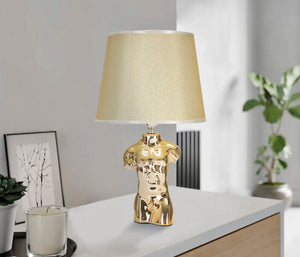 Lampada da Comodino Glam Man 25x42,5x25 cm in Ceramica Oro