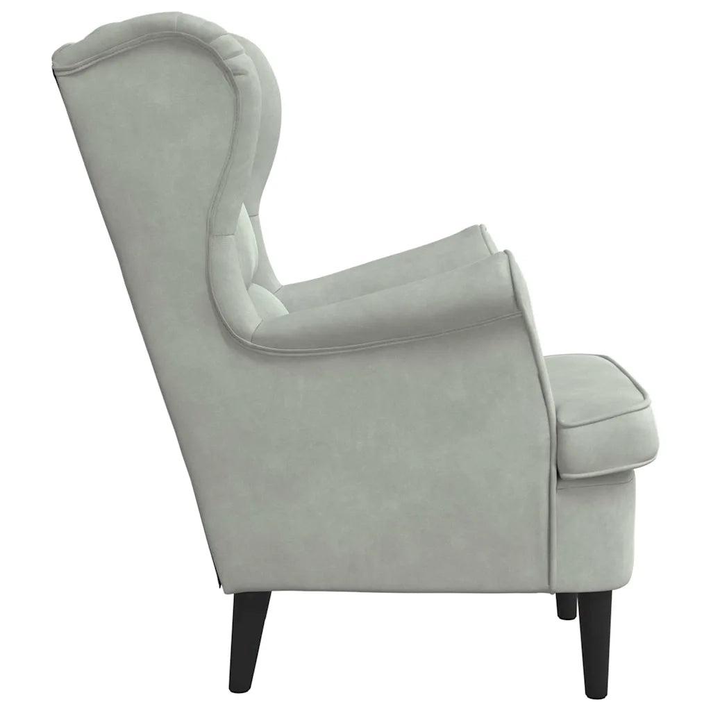 Poltrona-Divano Sedia-Poltroncina Grigio Chiaro Velluto 428336