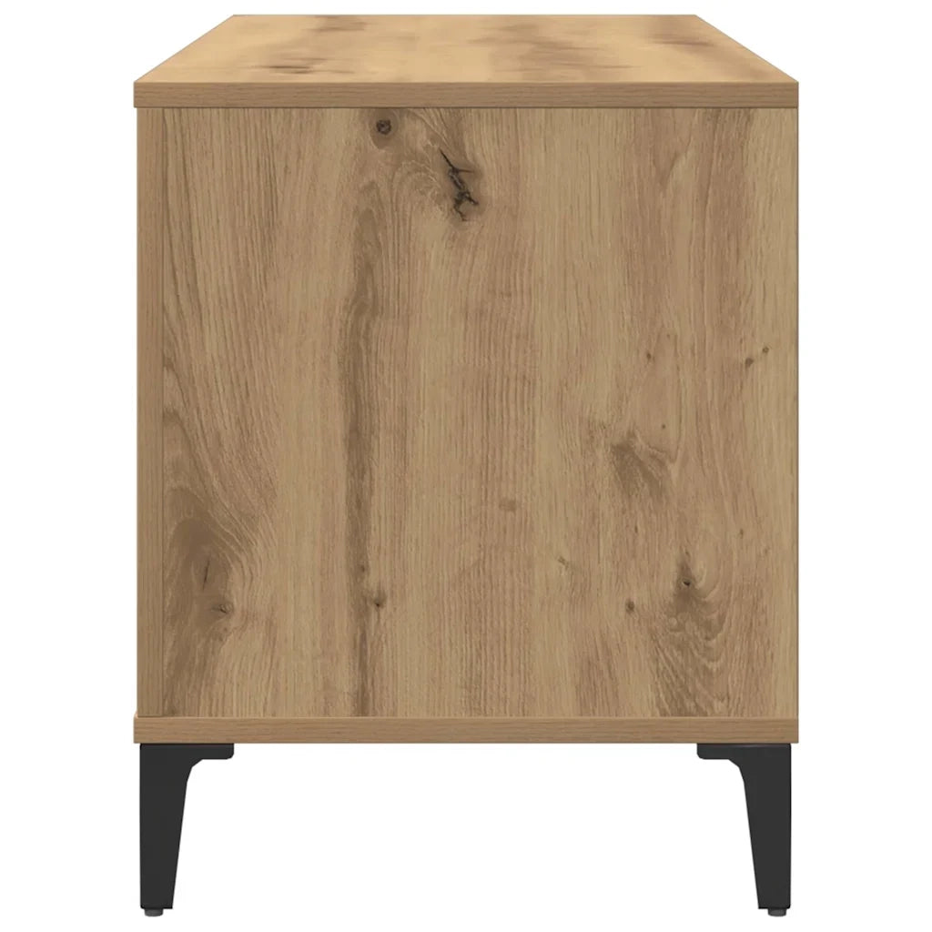 Mobile porta dischi pratico e classico dimensioni 100 x 38 x 48 cm con gambe in metallo in stile industriale e finitura in legno di rovere lavorato a mano. Codice articolo: 02_0051065.