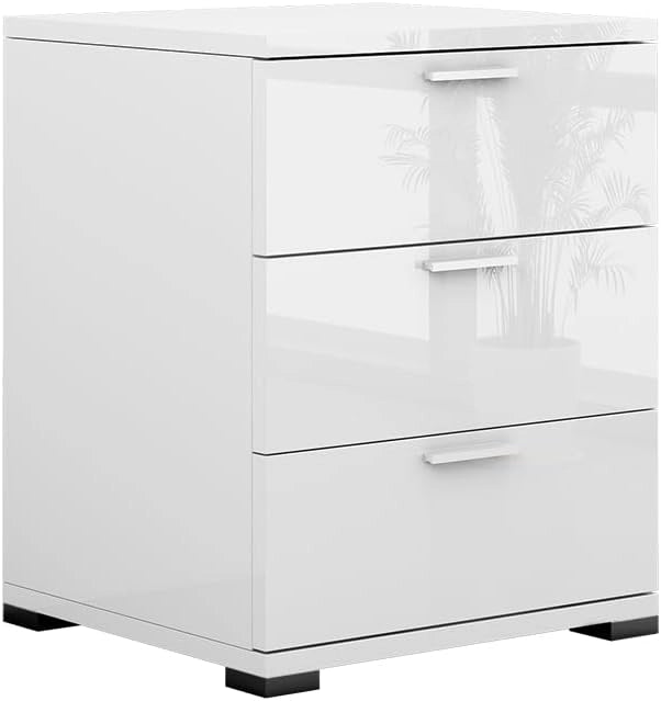 Comodino camera da letto Marseille, Bianco, 46.2 x 60 cm, adatto per riporre oggetti di uso quotidiano e lampade
