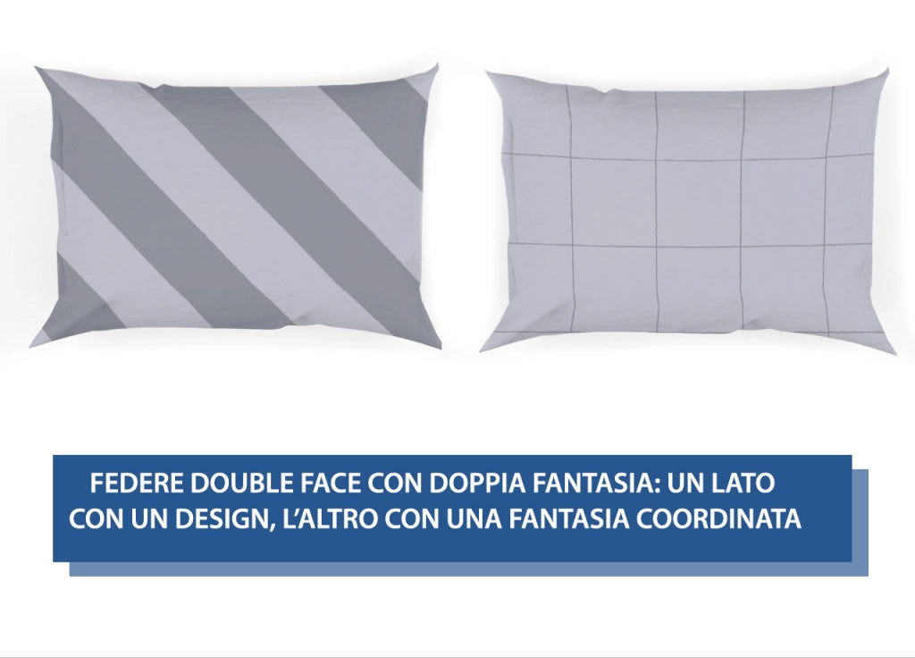 Completo Lenzuola Letto In 100% Cotone Made Italy Disegno Elite - Maxi - Grigio