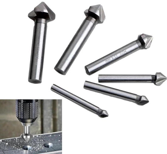 Set di punzoni a cono di HSS con rivestimento di titanio per fori precisi in legno e piastre di isolamento - Dimensioni: 63/83/104/124/165/205 mm