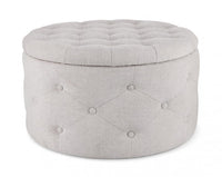 Pouf Contenitore Porta Scarpe Ø 70x40 cm Ernestine in Tessuto Grigio Chiaro