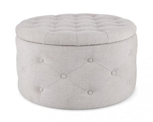 Pouf Contenitore Porta Scarpe Ø 70x40 cm Ernestine in Tessuto Grigio Chiaro