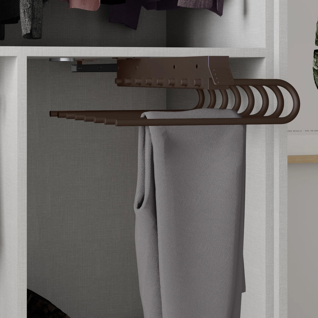 Emuca Porta pantaloni estraibile, Destra, Verniciato moka, Acciaio e Tecnoplastica, 1 u.