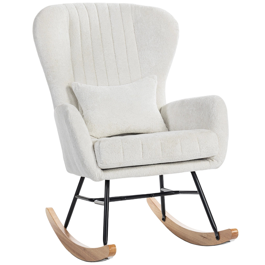Poltrona a dondolo con cuscino imbottita ¨C zephmum ¨C bianco 67x88x104 cm