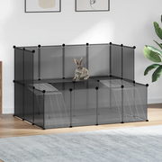 Gabbia per Piccoli Animali Nera 143x107x93 cm in PP e Acciaio 340569