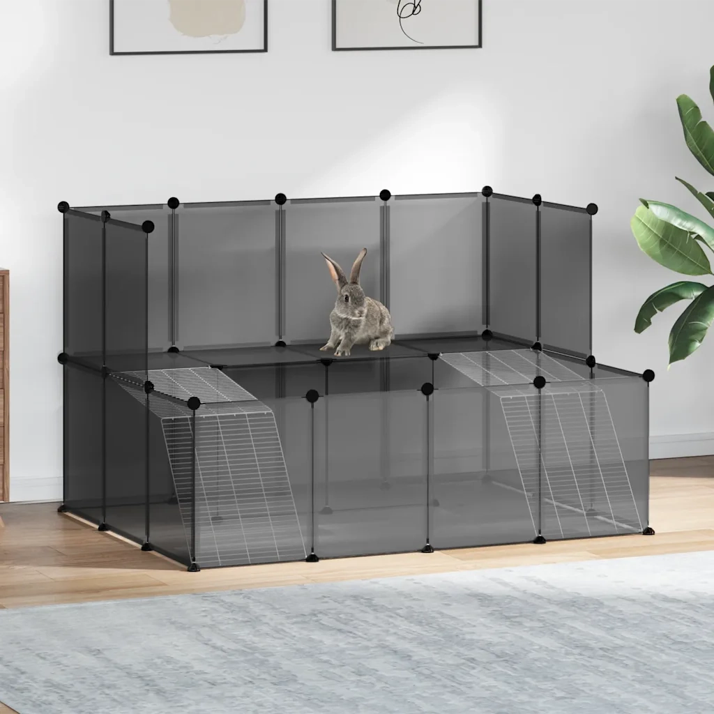 Gabbia per Piccoli Animali Nera 143x107x93 cm in PP e Acciaio 340569