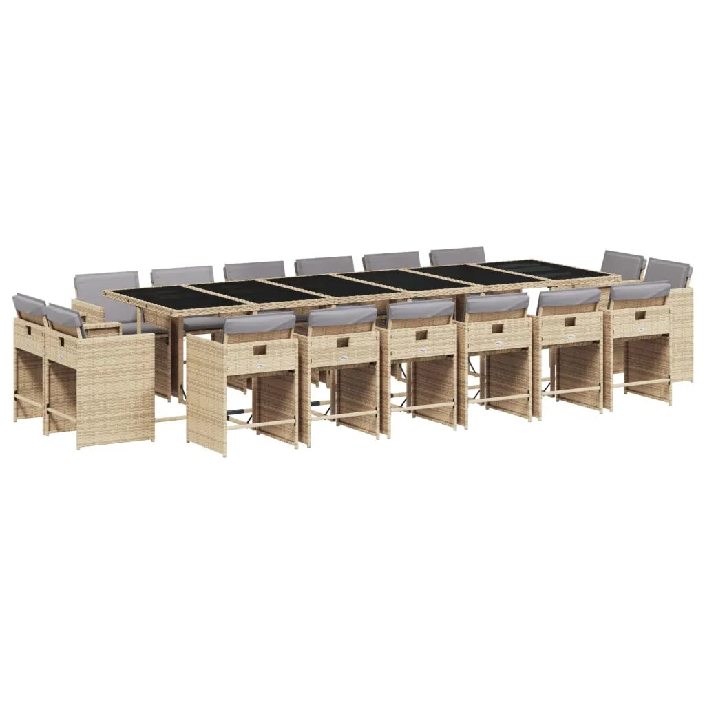 Set Pranzo da Giardino 17 pz con Cuscini Beige Misto Polyrattan 3278015