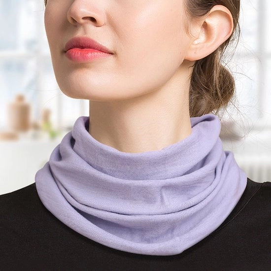 Sfoderata sciarpa calda per donne colore uniforme sciarpa a doppia pelle stagione autunno inverno multifunzionale sciarpa intrecciata colletto in doppia pelle piccola sciarpa (32x19cm) - colore lilla chiaro