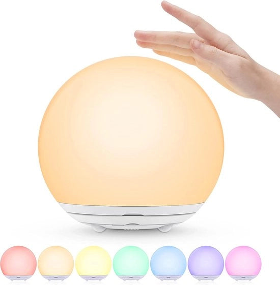 Lampada notturna per bambini, lampada da letto USB ricaricabile, lampada notturna per neonati con luce calda regolabile a gradini e 7 colori, interruttore a tocco per la camera da letto e timer.