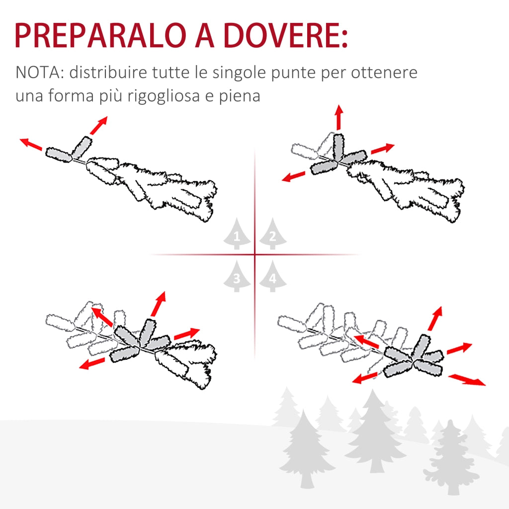 EasyComfort Albero di Natale Artificiale e Ignifugo per Interni con 2056 Rami e Base in Metallo, Ø124x228 cm, Verde