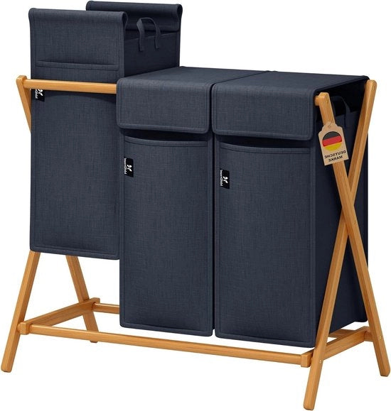 Sistema di separazione dell'acqua a bambù con box a forma di X, 3 contenitori, 150 litri