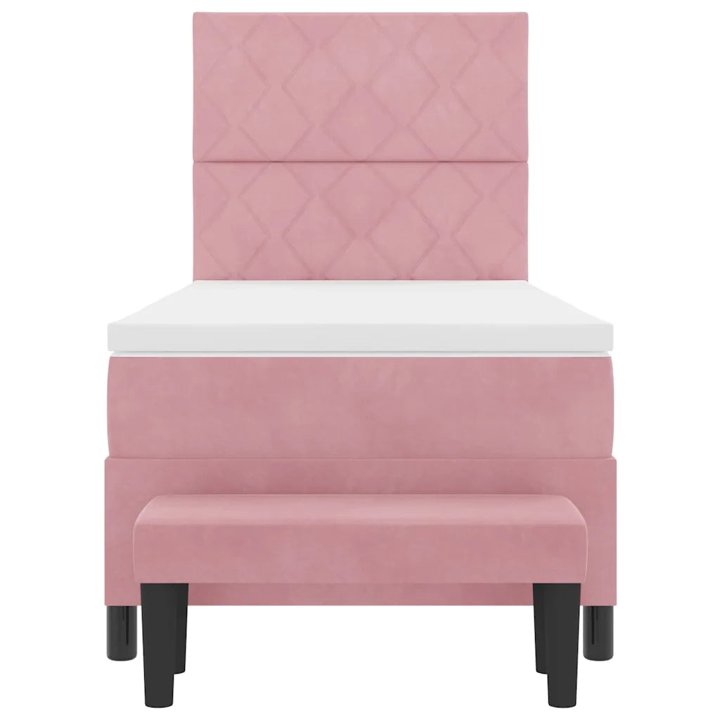 Letto a molle con testiera Rosa 190 x 90 cm Velluto 3344551