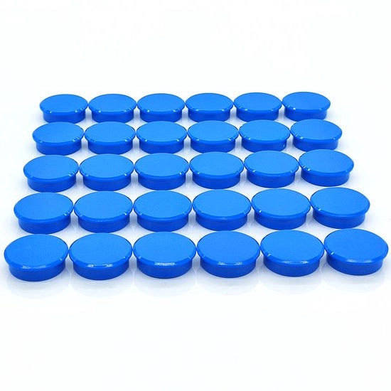 Magnetron per lavagne, 30 pezzi forti magneti per frigorifero, magneti per frigorifero, magneti minimi, piccoli magneti rotondi, magneti per lavagna, per lavagne, pareti magnetiche, uffici (blu)