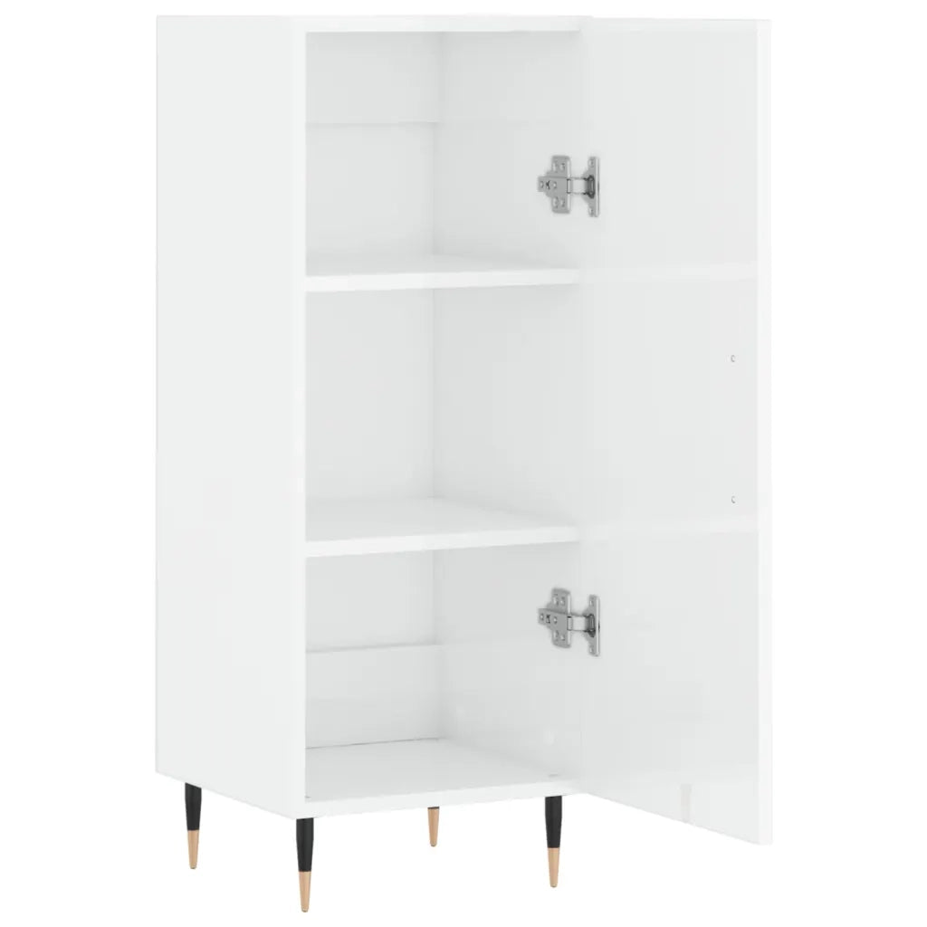 Credenza | Madia | Buffet da pranzo | Armadio da pranzo Bianco Lucido 34,5x34x90 cm in Legno Multistrato