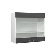 Vicco Mobile da cucina in vetro Antracite-oro 80 cm