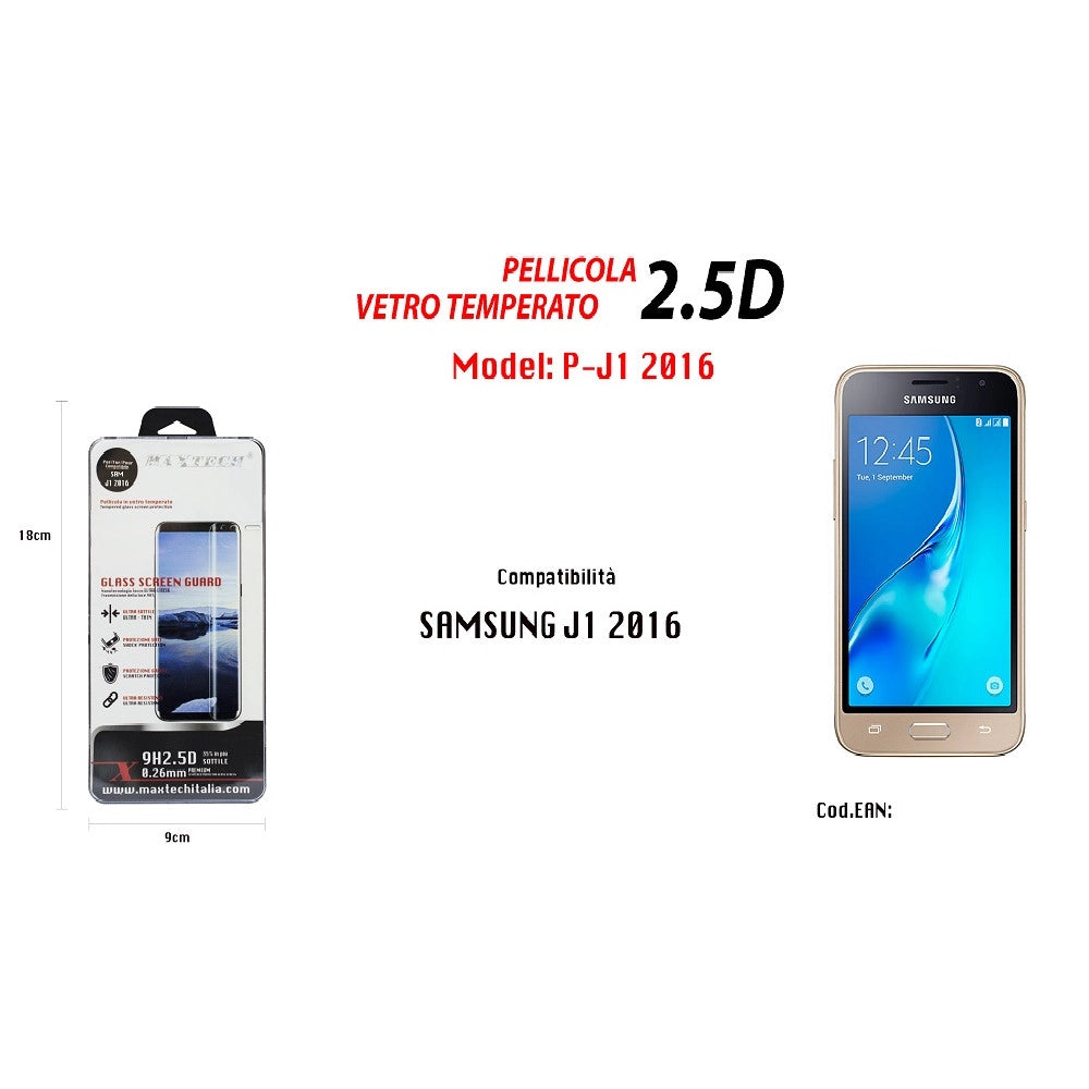 Trade Shop - Pellicola Vetro Temperato Samsung Galaxy J1 2016 Proteggi Schermo Maxtech P-j1 2016 -