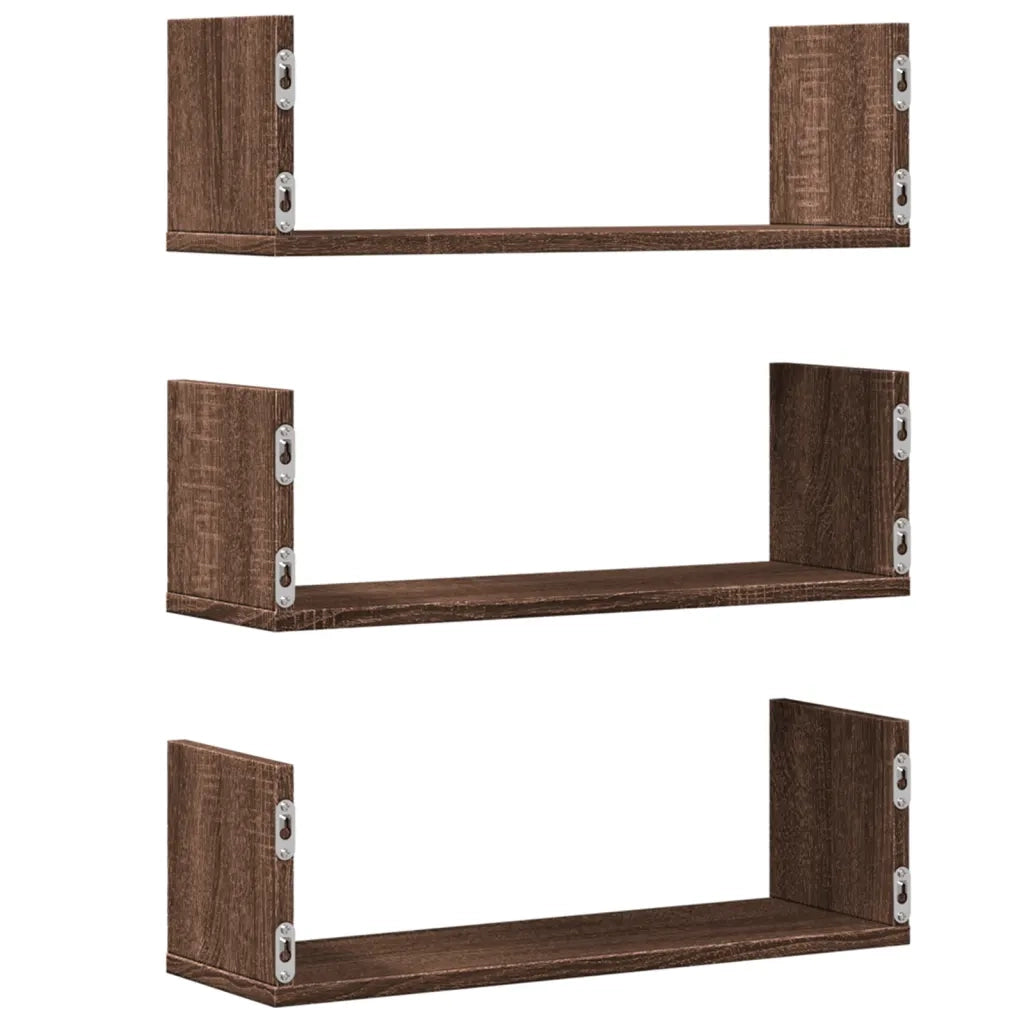 Mensole da Parete 3pz Rovere Marrone 58x18x18 cm in Truciolato 853287