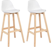Sgabello da Bar Sedia Alta Cucina Ristorante con Schienale Poggiapiedi PU Legno Moderno 2 Pezzi Bianco