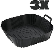 Set di silicone per forno aeree 3 pezzi (nero) | Forma per forno aeree riciclabile | Set di accessori per cucina salutare