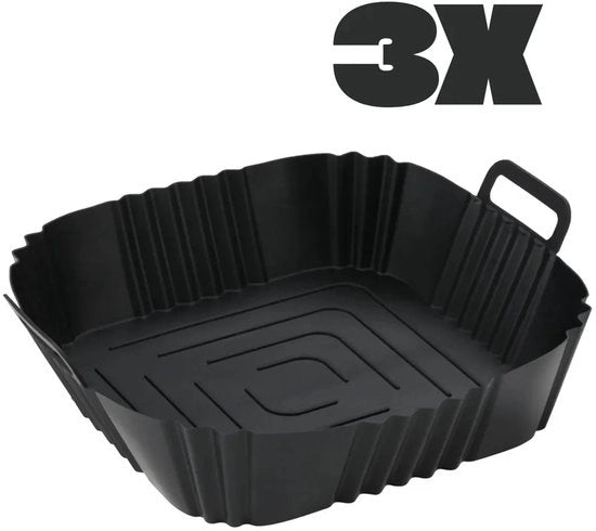 Set di silicone per forno aeree 3 pezzi (nero) | Forma per forno aeree riciclabile | Set di accessori per cucina salutare