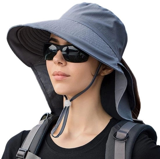 Cappello da Donna con Cinturino con Protezione UV - Cappello con Bordo Largo