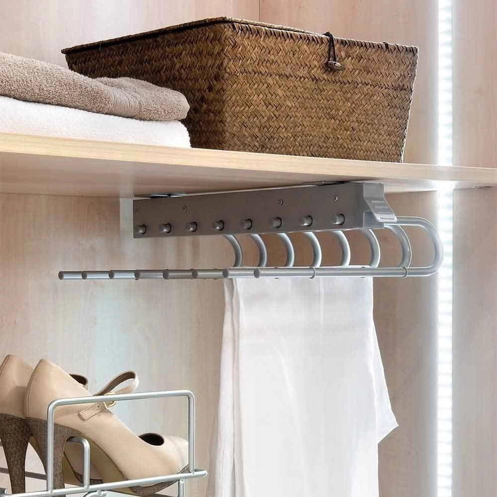 Trade Shop - Porta Pantaloni Estraibile Per Armadio 8 Posti Porta Pantaloni Destra Grigio -