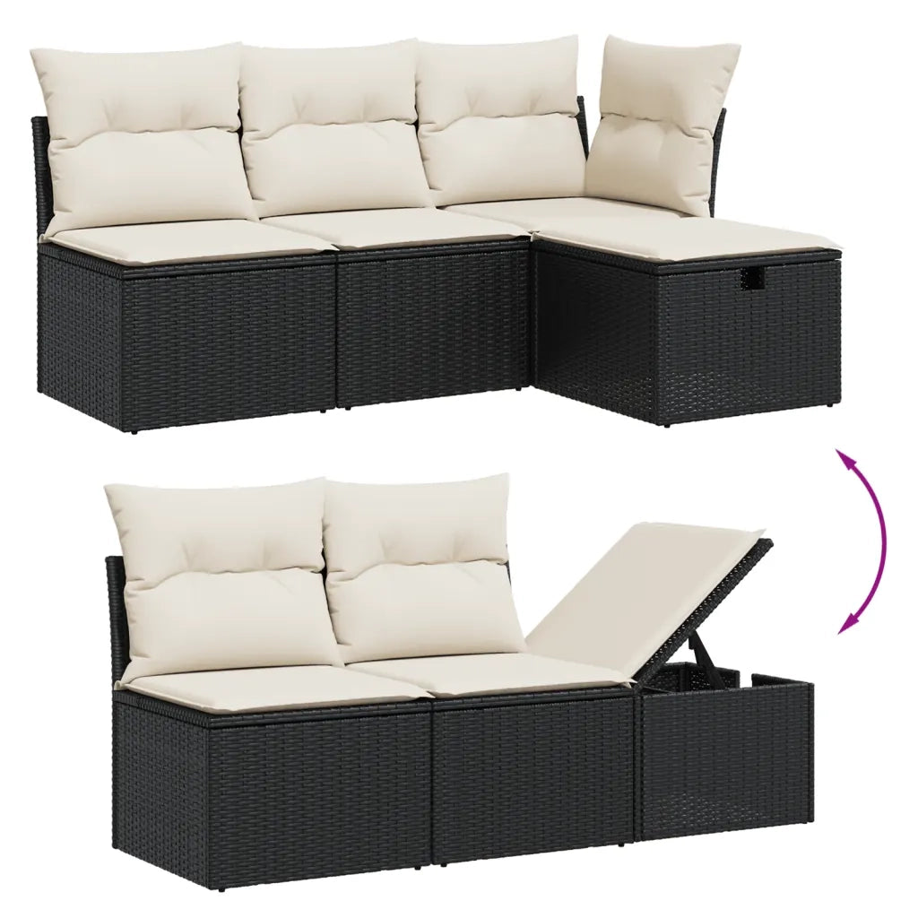 Set Divani da Giardino con Cuscini 7pz Nero Polyrattan 3275926