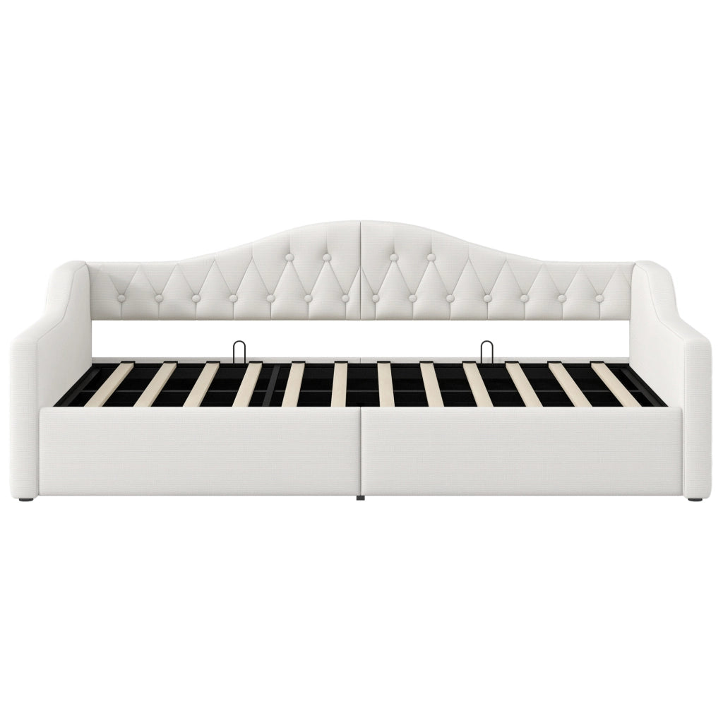 Tagesbett 90x200 con LED e vano contenitore; beige