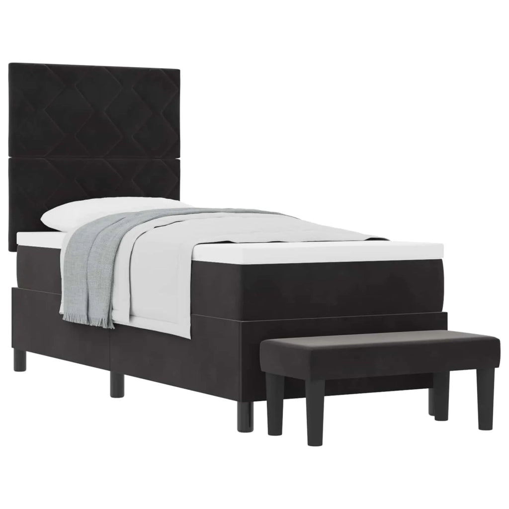 Letto a molle con materasso Nero 80 x 200 cm Velluto 3344542