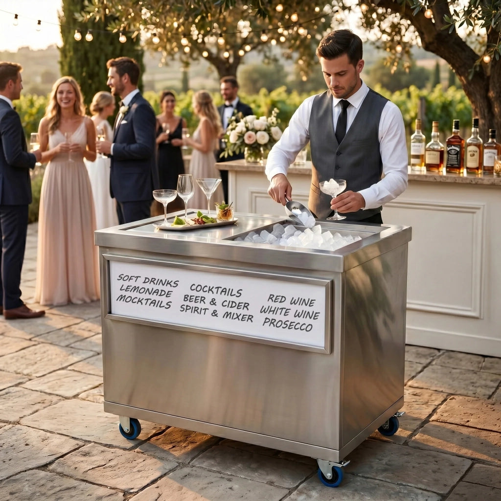 Carrello Portaghiaccio Mobile 86L con Ruote 80cm Coperchio Diviso e Vano