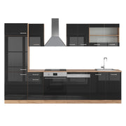 Vicco Cucina componibile Rovere nero/oro lucido 300 cm senza piano di lavoro